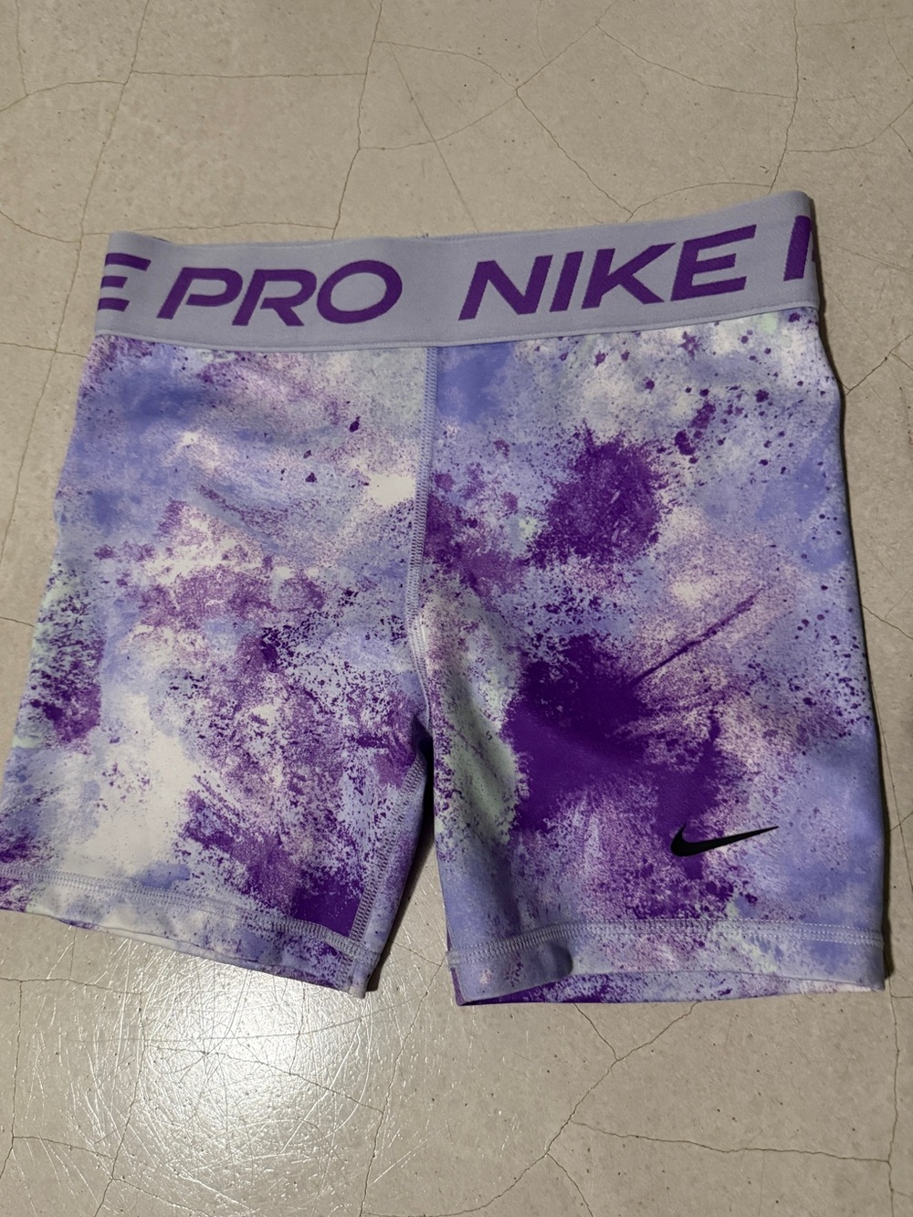 Nike Girls' Purple Tie-Dye Active Compression Shorts